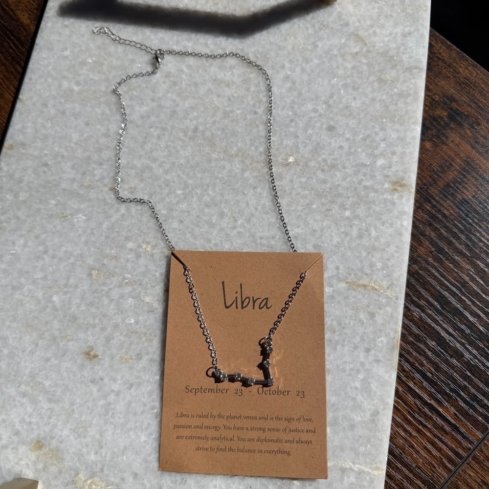 Silver Libra Zodiac Constellation Necklace